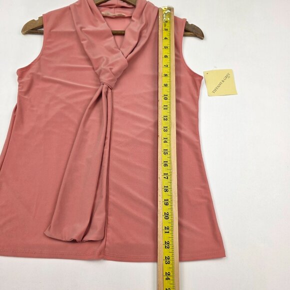 Tiffany & Grey Dusty Rose Knot Front‎ Sleeveless Blouse NWT Petite M Elegant - Picture 13 of 13
